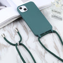 Candy Colors TPU Protective Case with Lanyard For iPhone 13 mini(Dark Green)