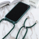 Candy Colors TPU Protective Case with Lanyard For iPhone 13 mini(Dark Green)