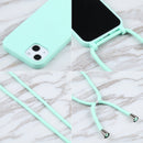 Candy Colors TPU Protective Case with Lanyard For iPhone 13 mini(Mint Green)
