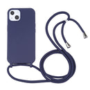 Candy Colors TPU Protective Case with Lanyard For iPhone 13(Dark Blue)