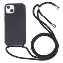 Candy Colors TPU Protective Case with Lanyard For iPhone 13 Pro(Black)