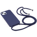 Candy Colors TPU Protective Case with Lanyard For iPhone 13 Pro(Dark Blue)