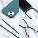 Candy Colors TPU Protective Case with Lanyard For iPhone 13 Pro(Dark Green)