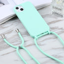 Candy Colors TPU Protective Case with Lanyard For iPhone 13 Pro(Mint Green)