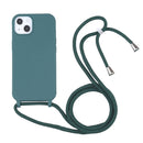 Candy Colors TPU Protective Case with Lanyard For iPhone 13 Pro Max(Dark Green)
