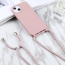 Candy Colors TPU Protective Case with Lanyard For iPhone 13 Pro Max(Rose Gold)