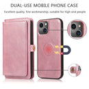 Strong Magnetic Detachable Horizontal Flip Leather Case with Card Slots & Wallet For iPhone 13(Rose Gold)