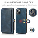 Strong Magnetic Detachable Horizontal Flip Leather Case with Card Slots & Wallet For iPhone 13 Mini(Blue)