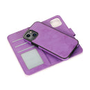 Retro 2 in 1 Detachable Horizontal Flip Leather Case with Card Slots & Wallet For iPhone 13(Purple)