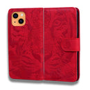 Tiger Embossing Pattern Horizontal Flip Leather Case with Holder & Card Slots & Wallet For iPhone 13 mini(Red)