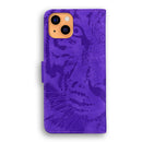 Tiger Embossing Pattern Horizontal Flip Leather Case with Holder & Card Slots & Wallet For iPhone 13 mini(Purple)