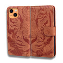 Tiger Embossing Pattern Horizontal Flip Leather Case with Holder & Card Slots & Wallet For iPhone 13 mini(Brown)