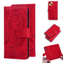 Tiger Embossing Pattern Horizontal Flip Leather Case with Holder & Card Slots & Wallet For iPhone 13(Red)