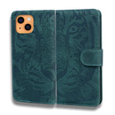 Tiger Embossing Pattern Horizontal Flip Leather Case with Holder & Card Slots & Wallet For iPhone 13(Green)