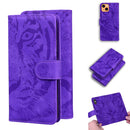 Tiger Embossing Pattern Horizontal Flip Leather Case with Holder & Card Slots & Wallet For iPhone 13(Purple)