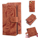 Tiger Embossing Pattern Horizontal Flip Leather Case with Holder & Card Slots & Wallet For iPhone 13(Brown)