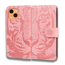Tiger Embossing Pattern Horizontal Flip Leather Case with Holder & Card Slots & Wallet For iPhone 13(Pink)