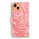 Tiger Embossing Pattern Horizontal Flip Leather Case with Holder & Card Slots & Wallet For iPhone 13(Pink)