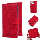 Tiger Embossing Pattern Horizontal Flip Leather Case with Holder & Card Slots & Wallet For iPhone 13 Pro(Red)