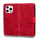 Tiger Embossing Pattern Horizontal Flip Leather Case with Holder & Card Slots & Wallet For iPhone 13 Pro(Red)