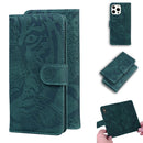 Tiger Embossing Pattern Horizontal Flip Leather Case with Holder & Card Slots & Wallet For iPhone 13 Pro(Green)
