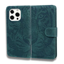 Tiger Embossing Pattern Horizontal Flip Leather Case with Holder & Card Slots & Wallet For iPhone 13 Pro(Green)