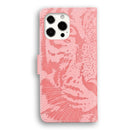 Tiger Embossing Pattern Horizontal Flip Leather Case with Holder & Card Slots & Wallet For iPhone 13 Pro(Pink)