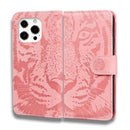 Tiger Embossing Pattern Horizontal Flip Leather Case with Holder & Card Slots & Wallet For iPhone 13 Pro Max(Pink)