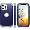 3 in 1 Shockproof PC + Silicone Protective Case For iPhone 13(Navy Blue + Grey)