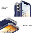 3 in 1 Shockproof PC + Silicone Protective Case For iPhone 13(Navy Blue + Grey)
