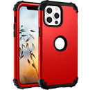 3 in 1 Shockproof PC + Silicone Protective Case For iPhone 13(Red + Black)