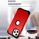 3 in 1 Shockproof PC + Silicone Protective Case For iPhone 13(Red + Black)