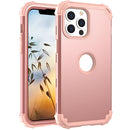 3 in 1 Shockproof PC + Silicone Protective Case For iPhone 13(Rose Gold)