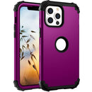 3 in 1 Shockproof PC + Silicone Protective Case For iPhone 13(Dark Purple + Black)