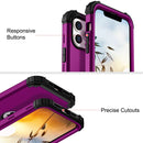 3 in 1 Shockproof PC + Silicone Protective Case For iPhone 13(Dark Purple + Black)