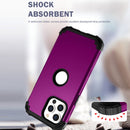 3 in 1 Shockproof PC + Silicone Protective Case For iPhone 13(Dark Purple + Black)