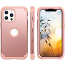 3 in 1 Shockproof PC + Silicone Protective Case For iPhone 13 Pro(Rose Gold)