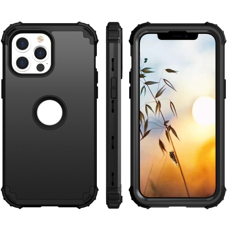 3 in 1 Shockproof PC + Silicone Protective Case For iPhone 13 Pro(Black)