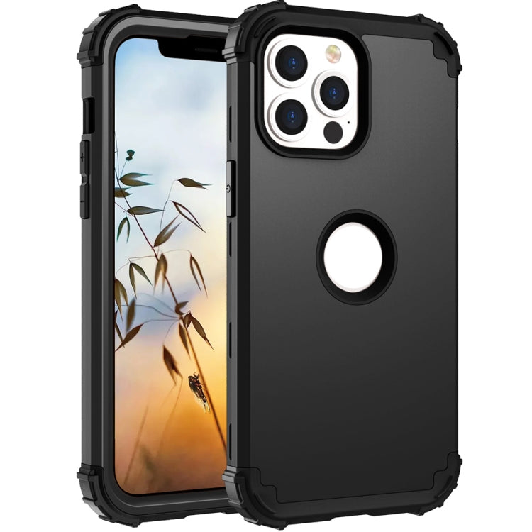 3 in 1 Shockproof PC + Silicone Protective Case For iPhone 13 Pro(Black)