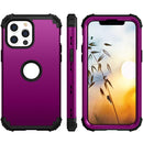 3 in 1 Shockproof PC + Silicone Protective Case For iPhone 13 Pro(Dark Purple + Black)