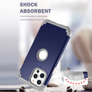 3 in 1 Shockproof PC + Silicone Protective Case For iPhone 13 Pro Max(Navy Blue + Grey)