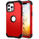 3 in 1 Shockproof PC + Silicone Protective Case For iPhone 13 Pro Max(Red + Black)