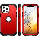 3 in 1 Shockproof PC + Silicone Protective Case For iPhone 13 Pro Max(Red + Black)