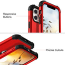 3 in 1 Shockproof PC + Silicone Protective Case For iPhone 13 Pro Max(Red + Black)