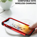 3 in 1 Shockproof PC + Silicone Protective Case For iPhone 13 Pro Max(Red + Black)