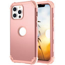 3 in 1 Shockproof PC + Silicone Protective Case For iPhone 13 Pro Max(Rose Gold)