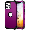 3 in 1 Shockproof PC + Silicone Protective Case For iPhone 13 Pro Max(Dark Purple + Black)
