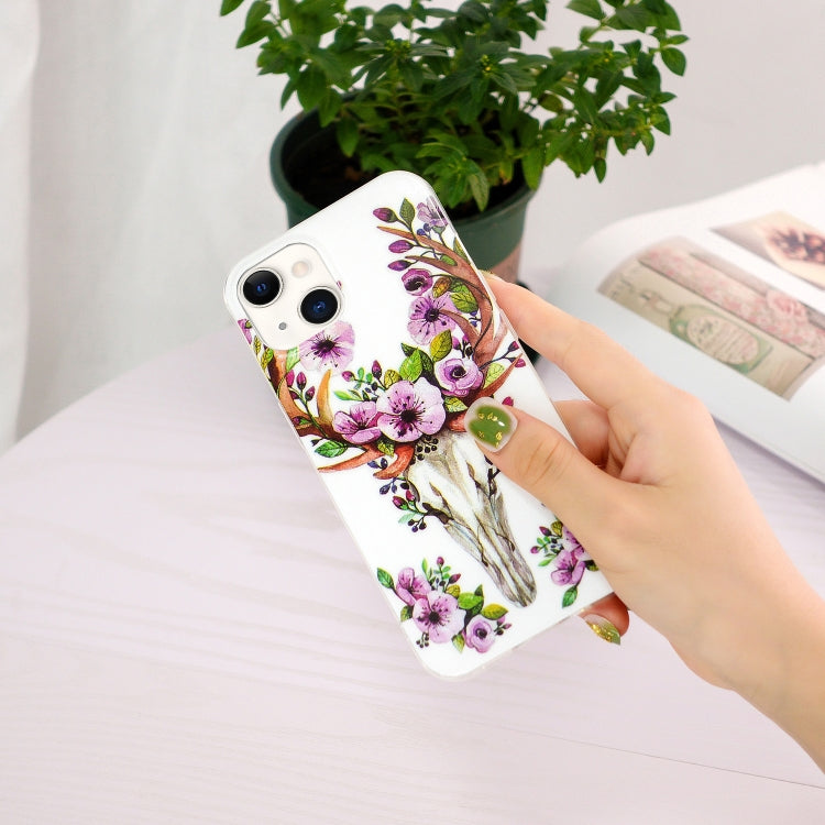 Luminous TPU Soft Protective Case For iPhone 13(Flower Deer)