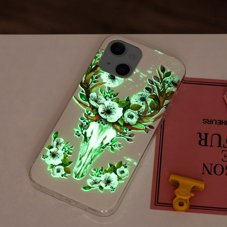 Luminous TPU Soft Protective Case For iPhone 13(Flower Deer)