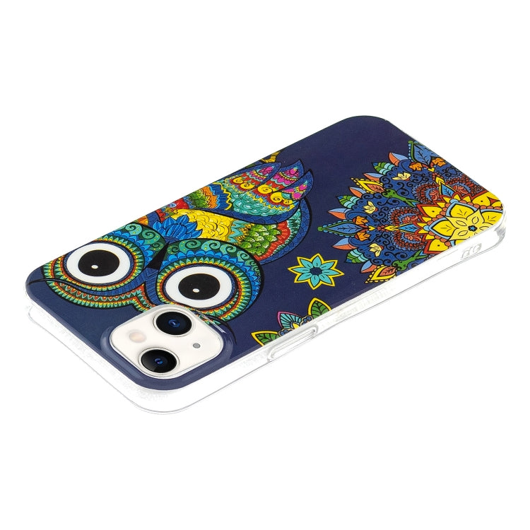 Luminous TPU Soft Protective Case For iPhone 13(Blue Owl)